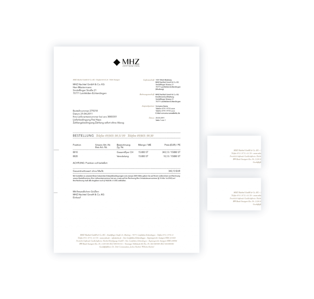 Gestaltung Briefpapier Layoutdesign MHZ