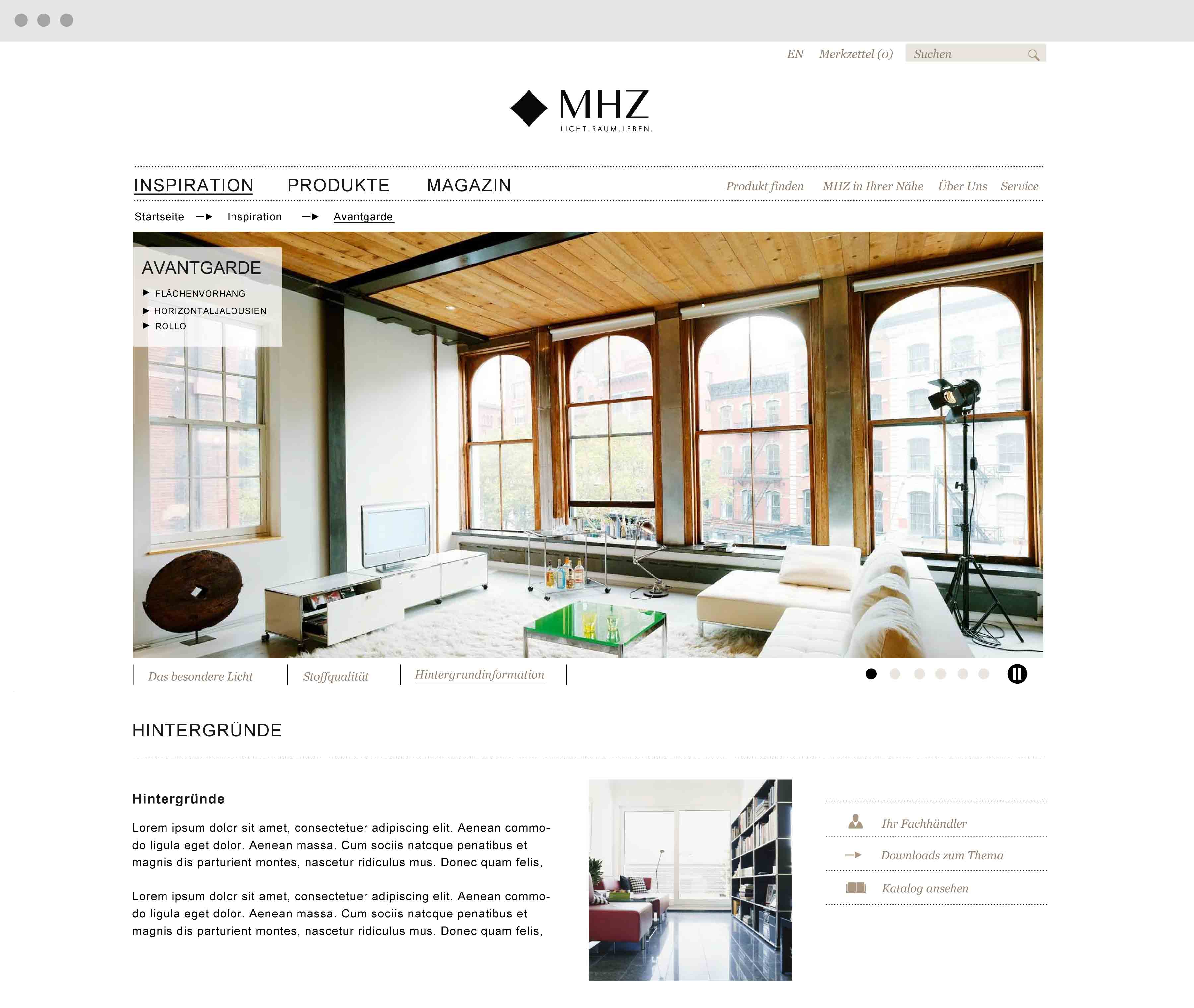 Internetauftritt Screendesign typo3