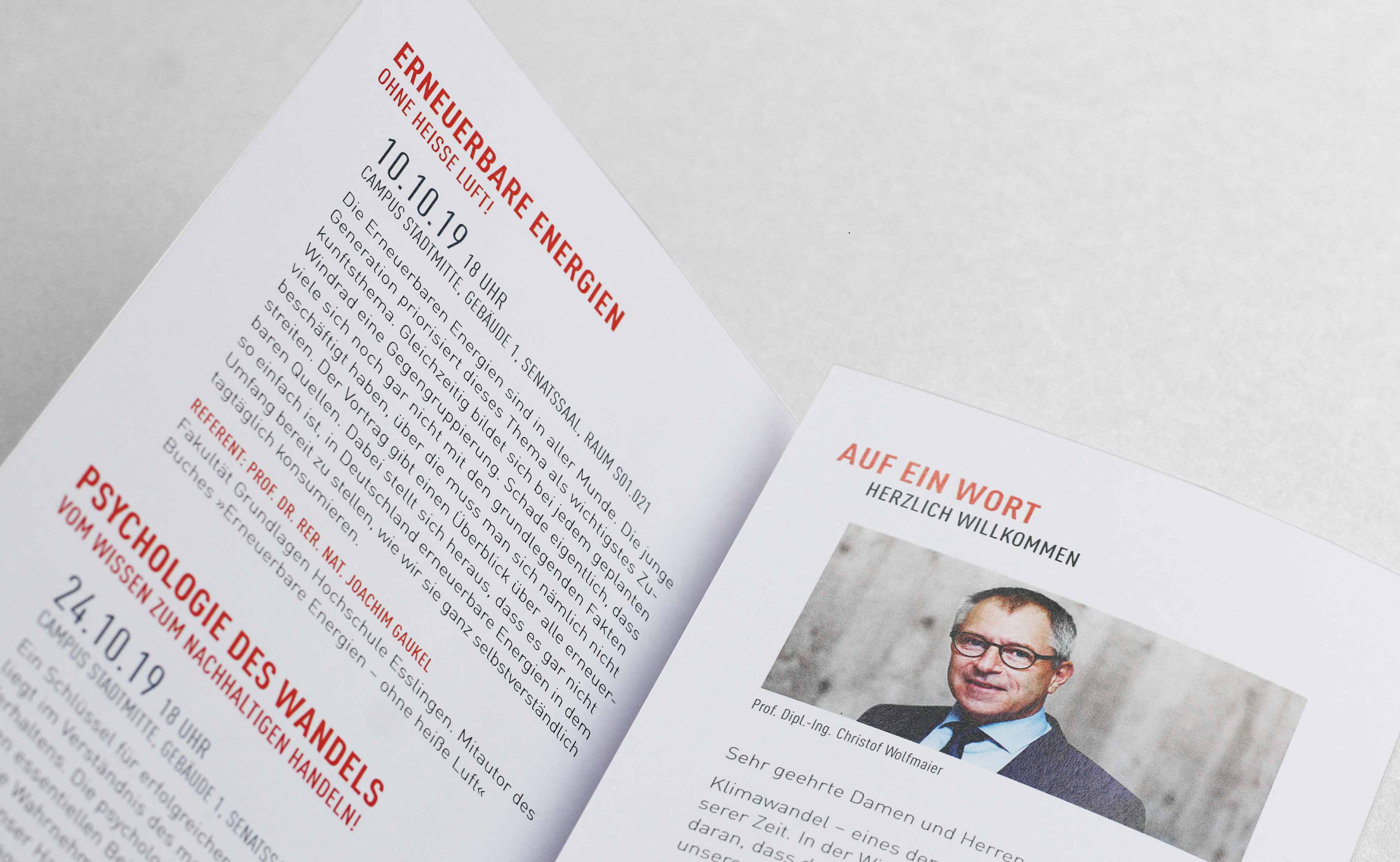 Hochschule Esslingen  Flyer für Studiengänge Design Lyout