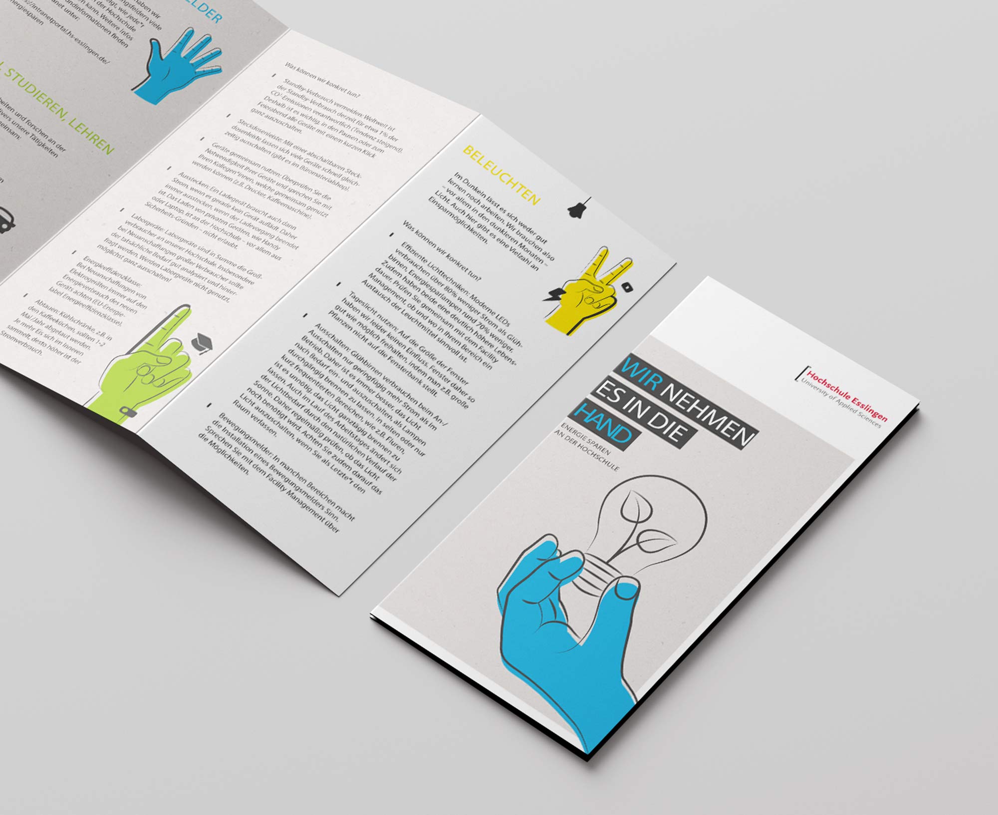 Printdesign Flyer Hochschule Esslingen Umweltkampagne