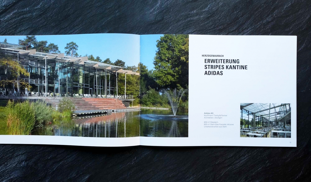 Design Imagebroschüre Layout Satz für Lacker Fassadentechnik