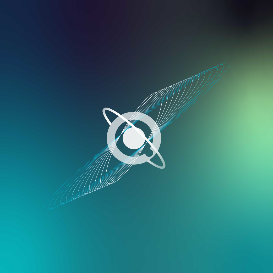 Keyvisual Design Quantum Computing mit Farbverlauf als Hintergrund