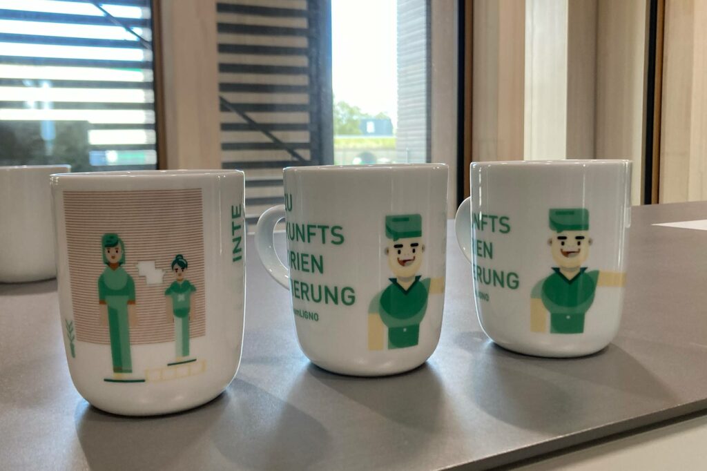 Lignotrend Unternehmensvision Visualisierung auf Tassen, Desgin für Giveaways