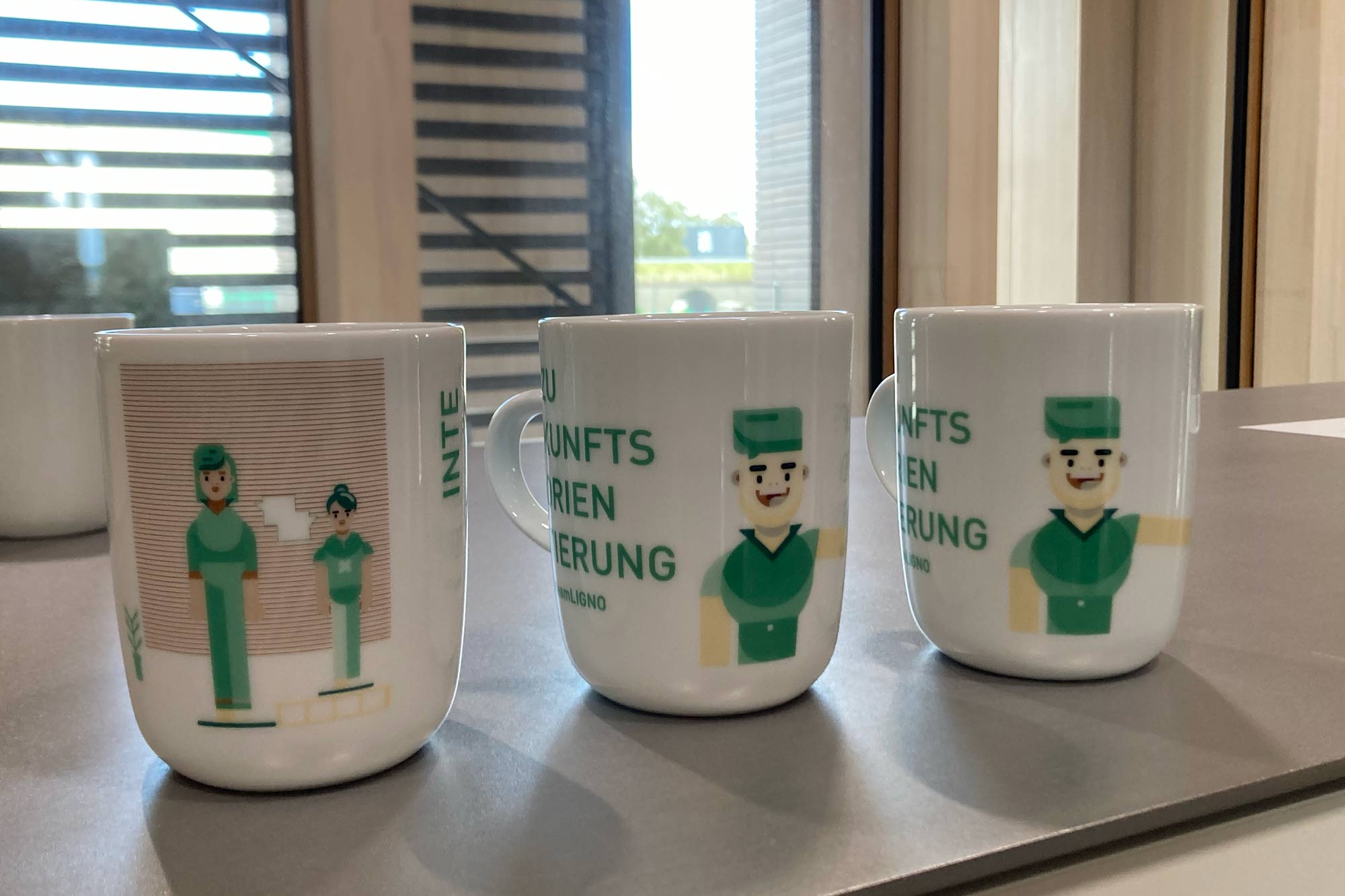 Lignotrend Unternehmensvision Visualisierung auf Tassen